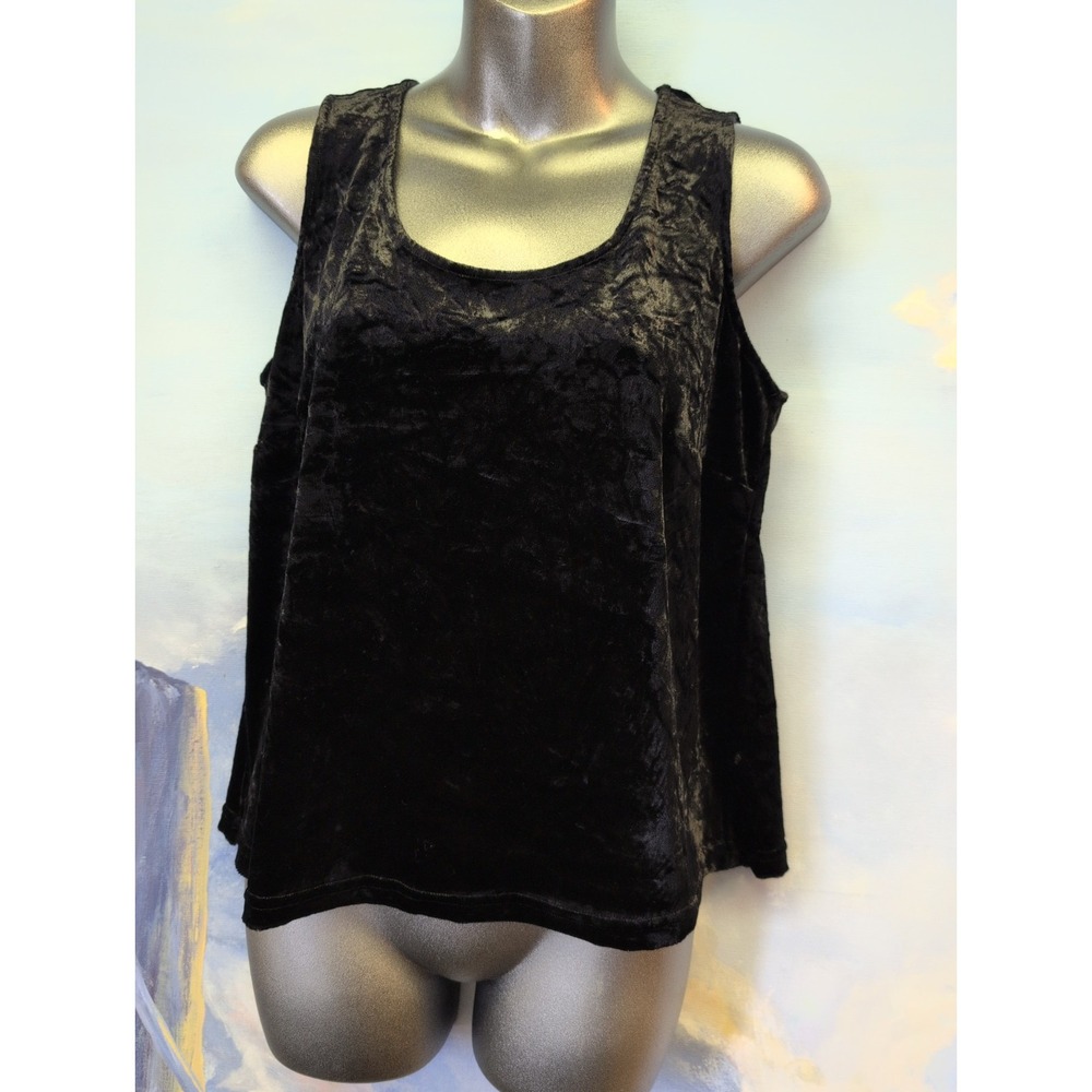 NWT! Citron Santa Monica PS Black Silk Blend Crushed Velvet Tank Top $158